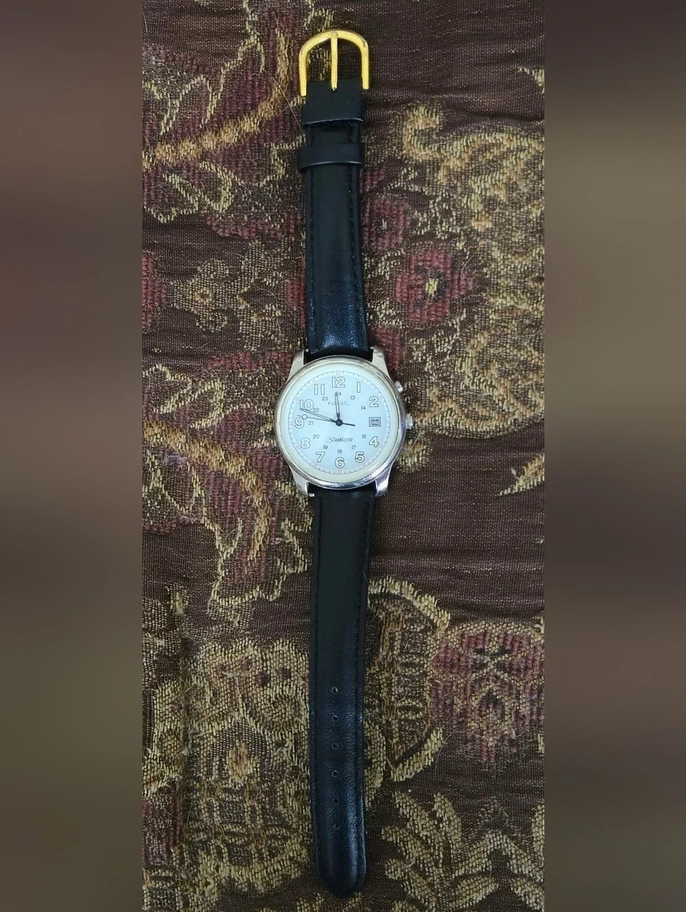 Vintage Rare Fossil StarMaster  Watch With Light Up Dials & Numbers Leather Band
